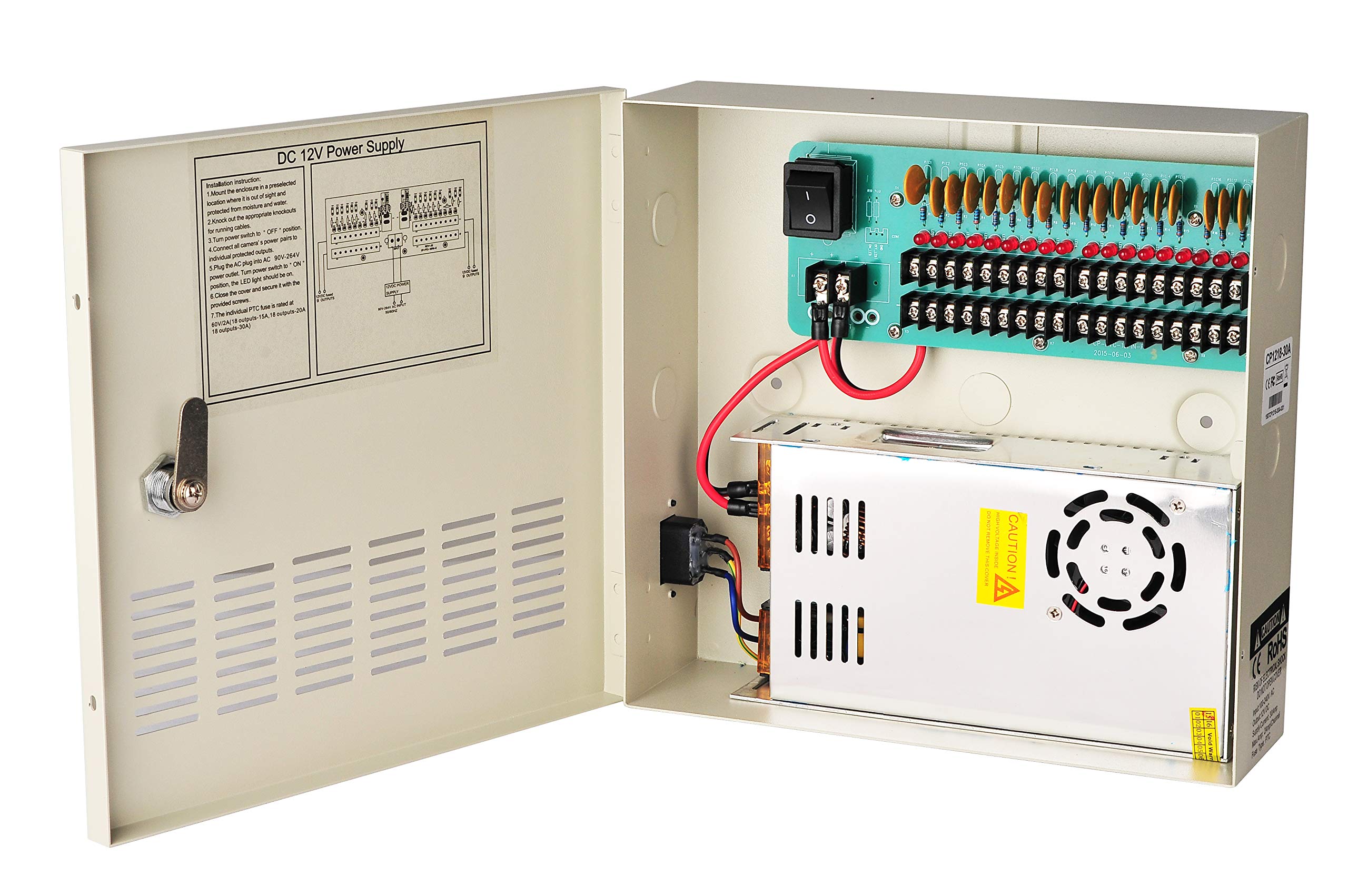 Amazon.com: EVERSECU 18 Channel DC12V 30 Amp Reset Fuse CCTV DC